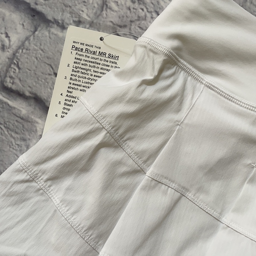 NWT lululemon 2021 Pace Rival Tennis Skirt WHITE R - Picture 6 of 9